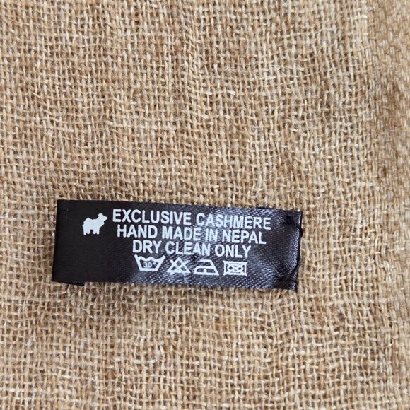 Cashmere Wrap/Scarf Large Woven Lightweight Tan - Picture 2 of 6